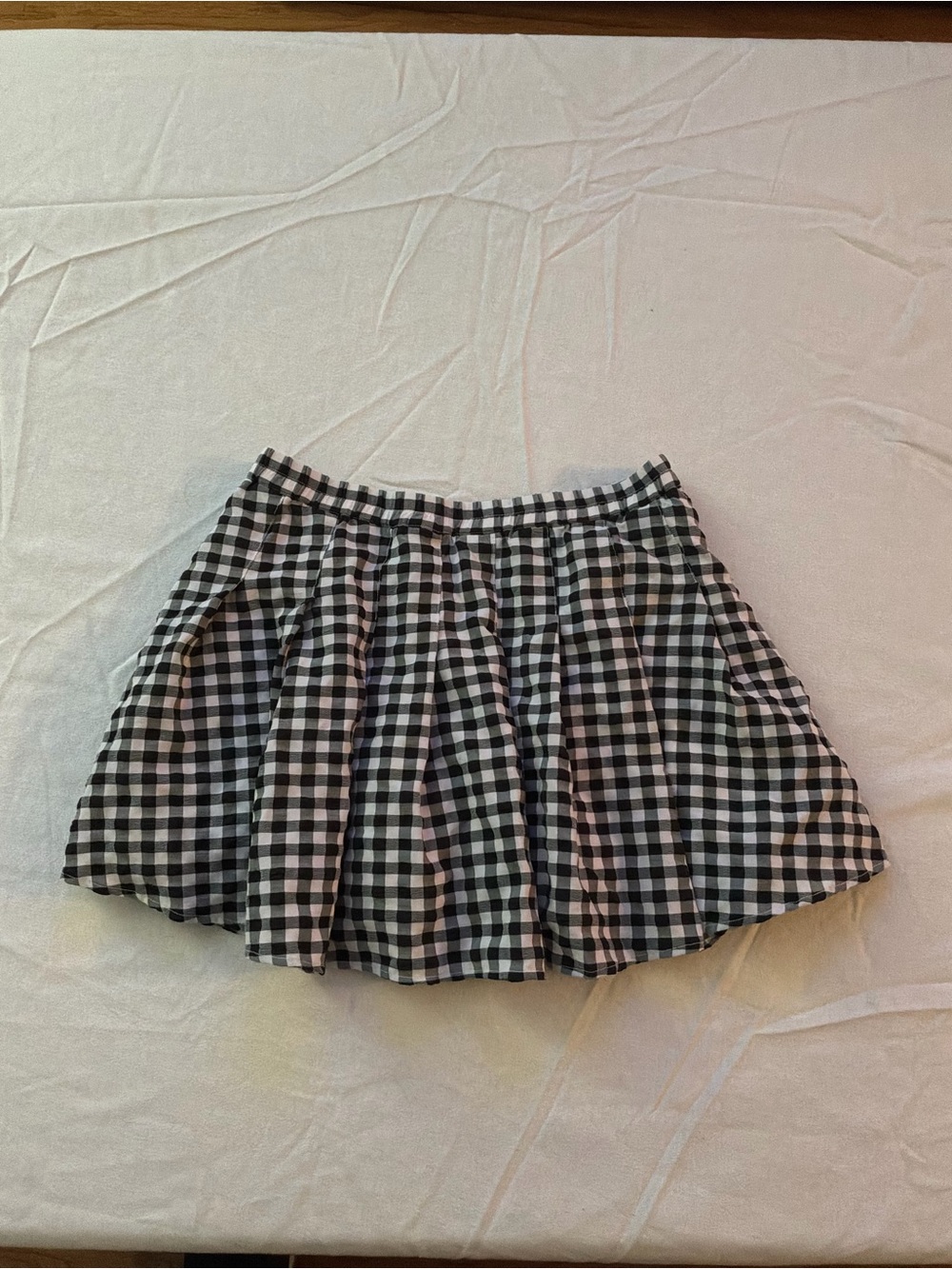 ****** Black and White Gingham Pleated Mini Skirt b5 ******